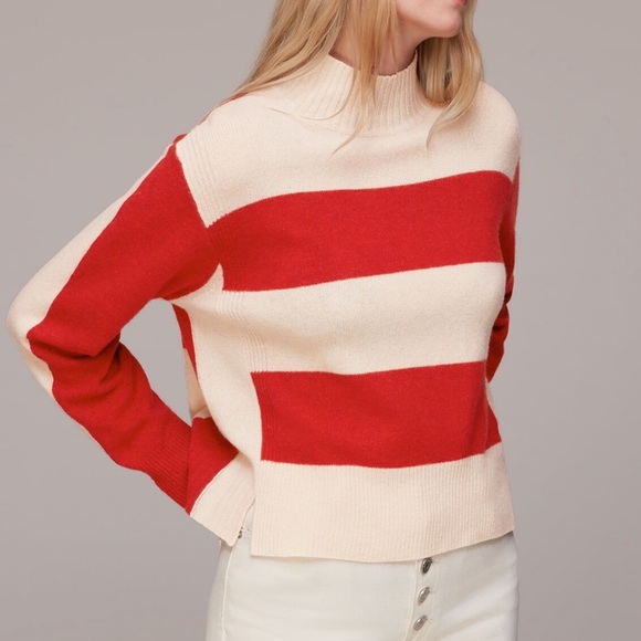 Whistles Sweaters - Whistles Sweater Womens XS Wool ColorBlock Stripe Mock Neck Abstract Cozy Jumper